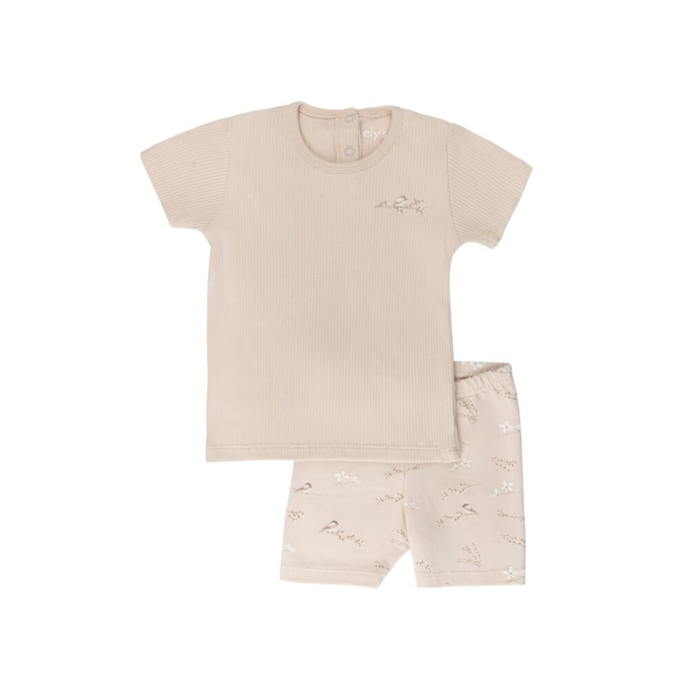 Jersey Cotton - Vintage Birds Collection- Ribbed Tee & Bottoms - Image 3