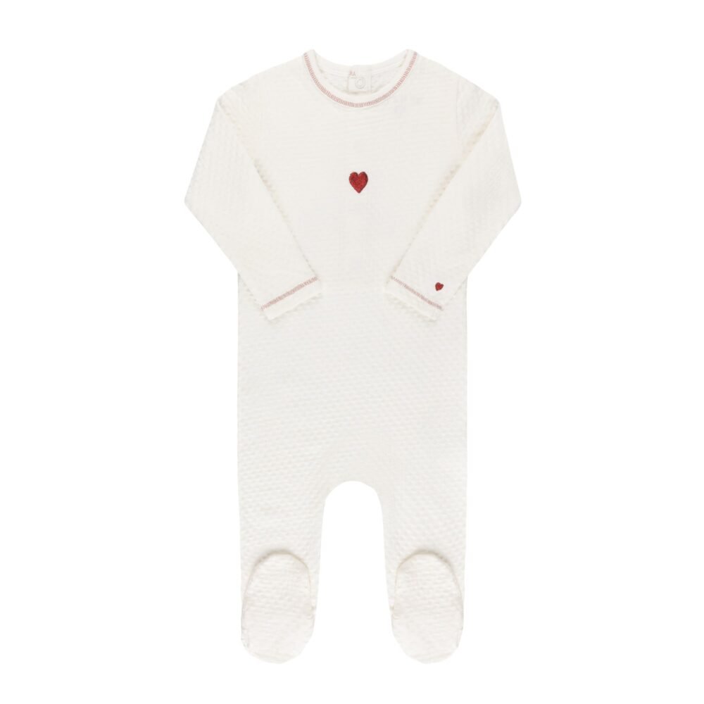 Cotton - Embroidered Heart and Star Collection - Footie