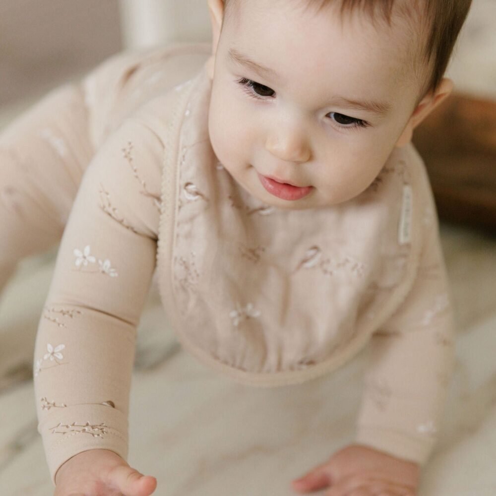 Jersey Cotton - Vintage Birds Collection - Bamboo Muslin Bib - Image 5